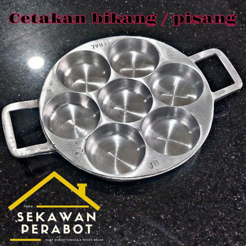 LOYANG / CETAKAN ROTI PISANG BIKANG KUE LUMPUR 7 LUBANG TEBAL ALUMUNIUM