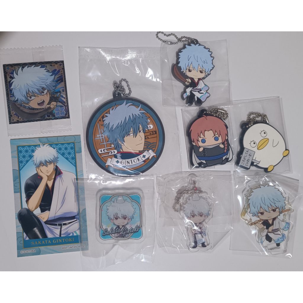 Gintama rubber acrylic keychain all brand new, Gintoki, Kamui Elizabeth