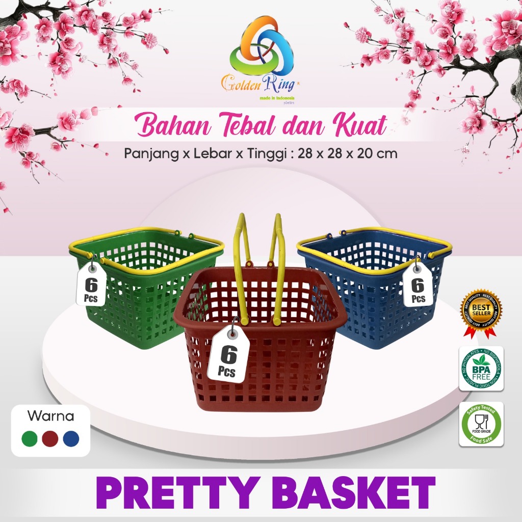 ( 3 pcs ) PRETTY BASKET / Keranjang Plastik Kecil / Keranjang Serbaguna / Keranjang Gantung / Keranj