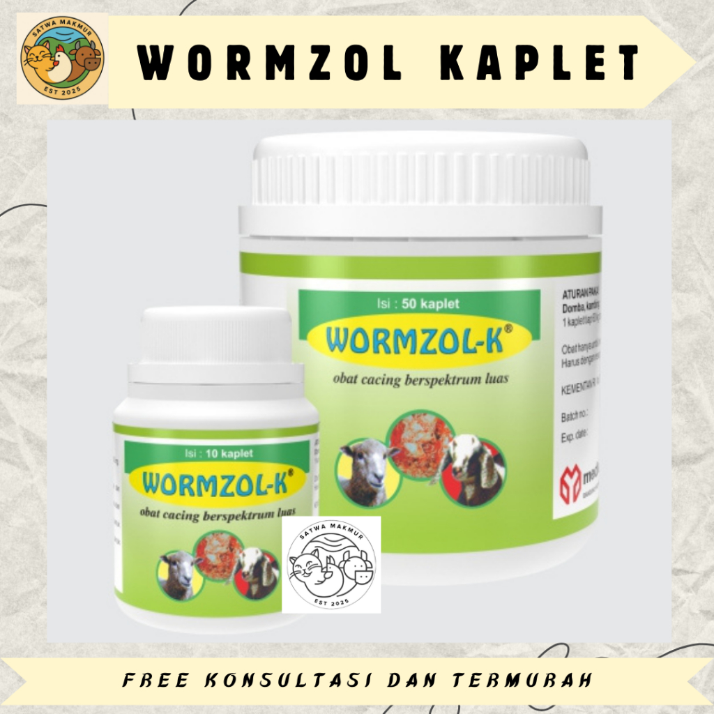 Wormzole K (Kaplet) - Obat Cacing Kambing, Domba, Kaplet, Medion