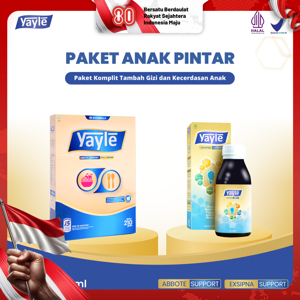 

[Paket Anak Pintar] Yayle Susu Full Cream 210 Gram & Yayle Exsipna 120ml II Menambah Nafsu Makan, Kecerdasan Anak, & Lancar Bicara