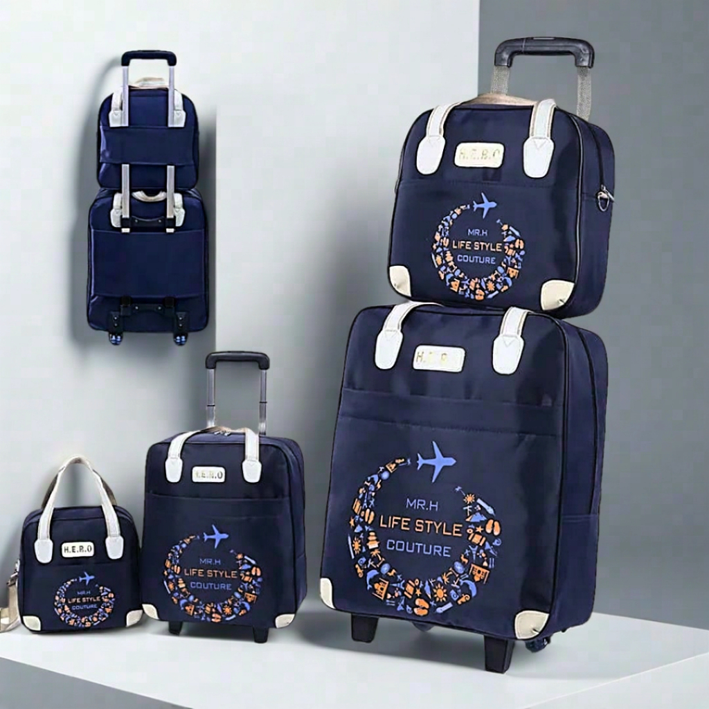 Tas Troli 2 Buah / Set Tas Tangan Travel Kabin / Set Bagasi Portable Trolley