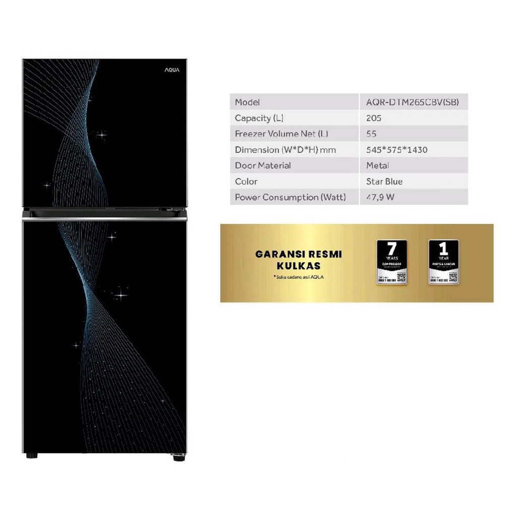 KULKAS AQUA 2 PINTU DTM 265 CVB KHUSUS CIREBON