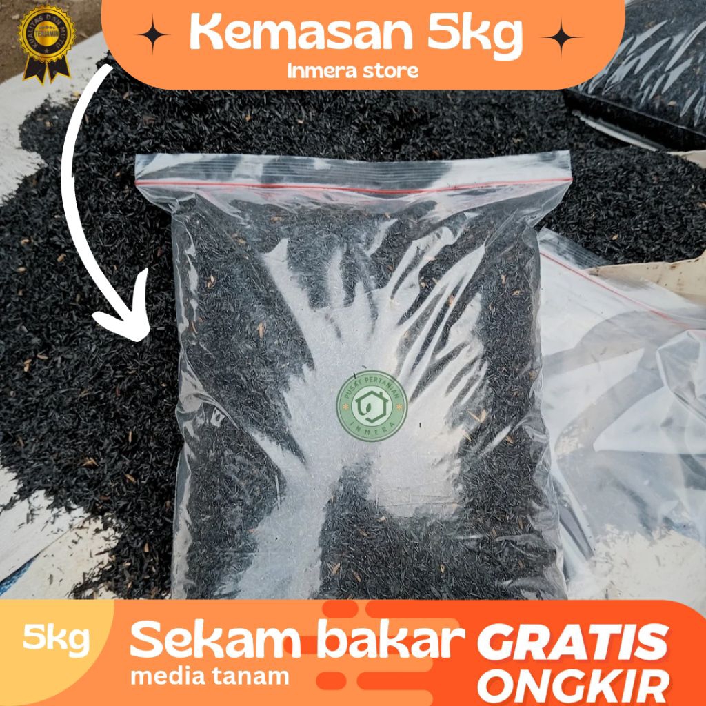 Sekam bakar 1 karung plastik ukuran 5 -media tanam sekam bakar 1 karung plastik