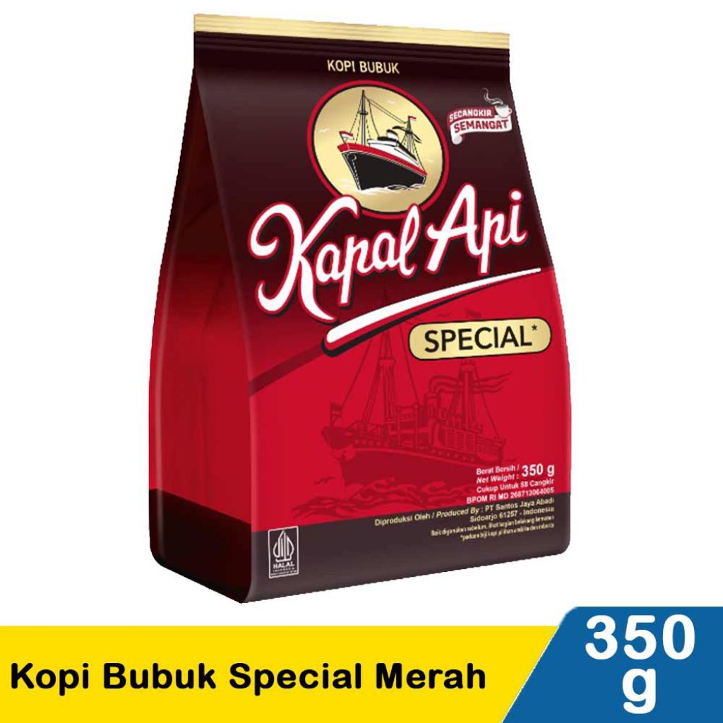 

KOPI KAPAL API BUBUK ISI 350 gram/KAPAL API BUNGKUS MERAH/KAPAL API UKURAN BESAR/KOPI KAPAL API