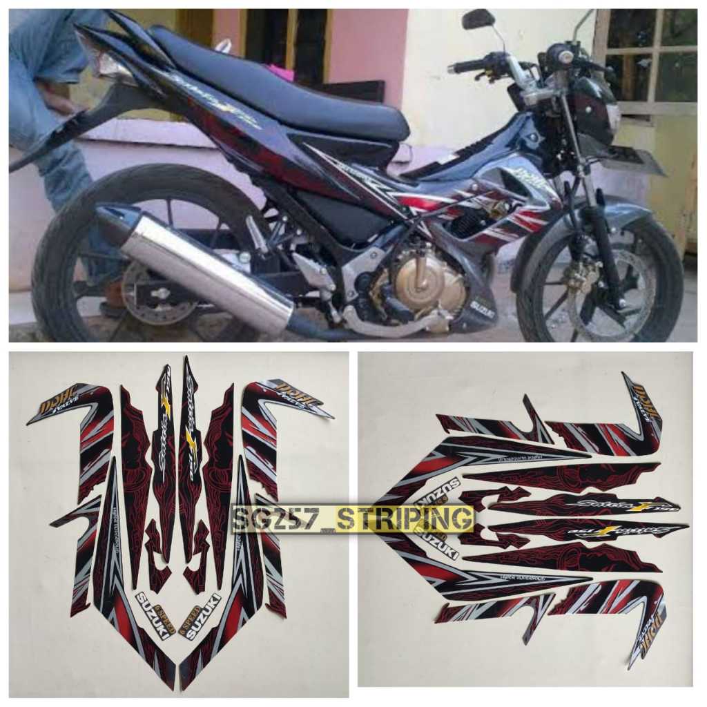 Striping Stiker Motor Suzuki Satria Fu F150 2011 Barong Hitam-Abu Standar Berkualitas