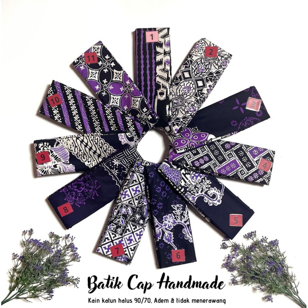 kain batik cap warna ungu purple Lilac grade A