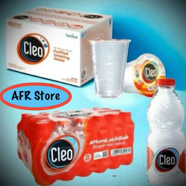 

PAKET HEMAT — 2 Pack cleo 220 ml Isi 24 botol + 1 Dus Cleo Cup 220 ml isi 40 cup