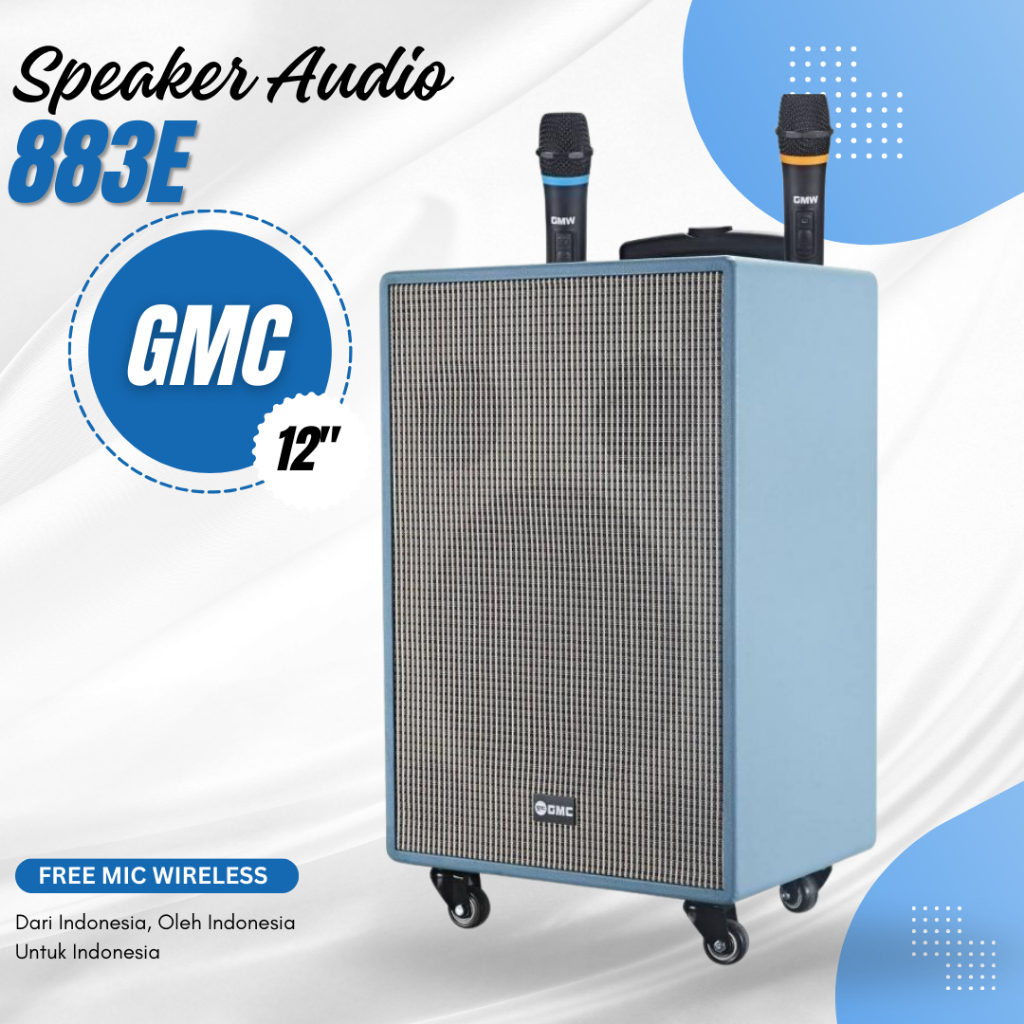 Speaker Portable GMC 883E karaoke speaker / Speaker Bloetooth 12inch FREE 2 Mic