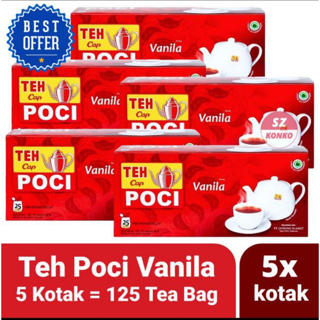 

paket Hemat 5x teh Poci Vanila teh celup 25 bag.