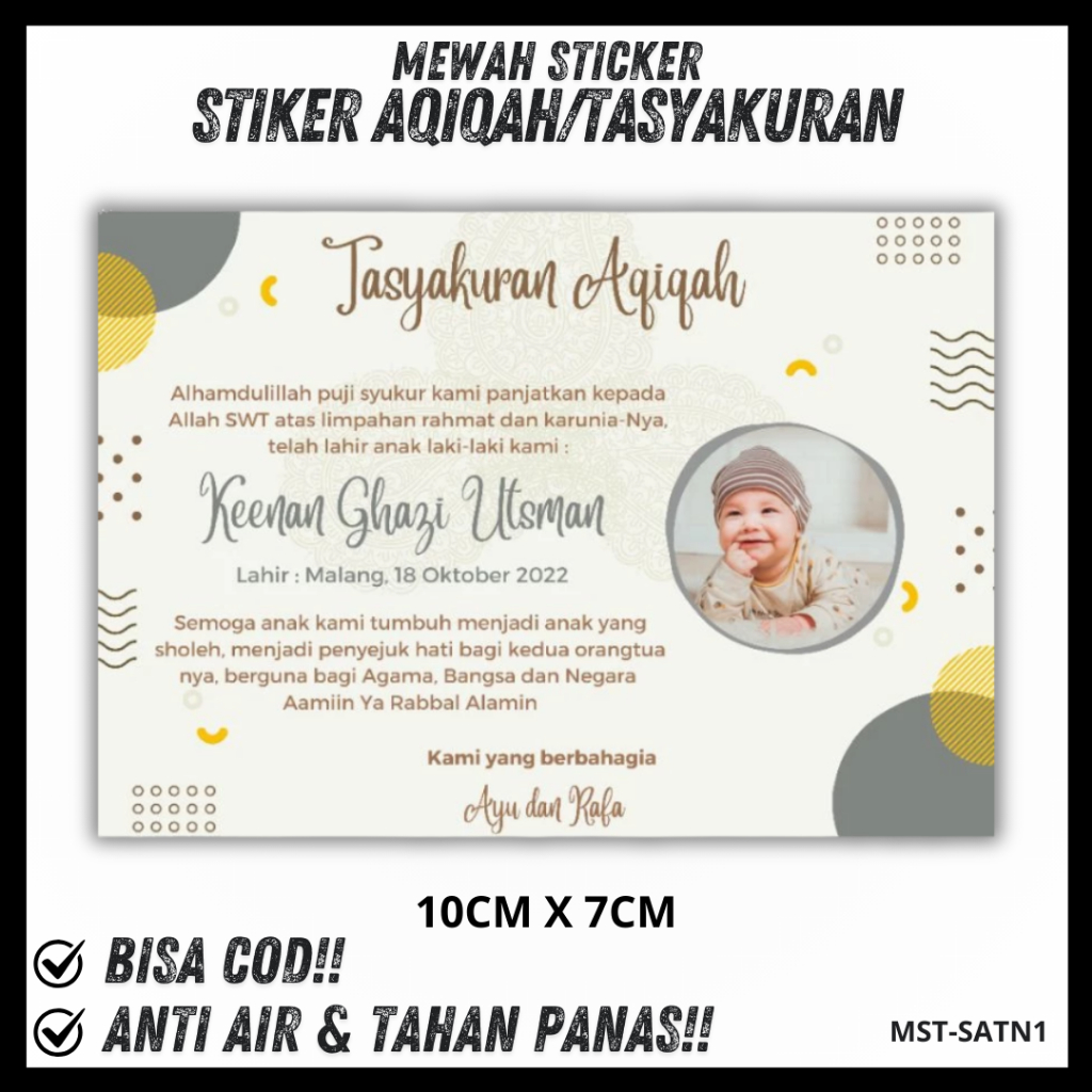 

EXPRESS Cetak Kartu/Stiker Tasyakuran Aqiqah, Custom Stiker Tasyakuran Aqiqah