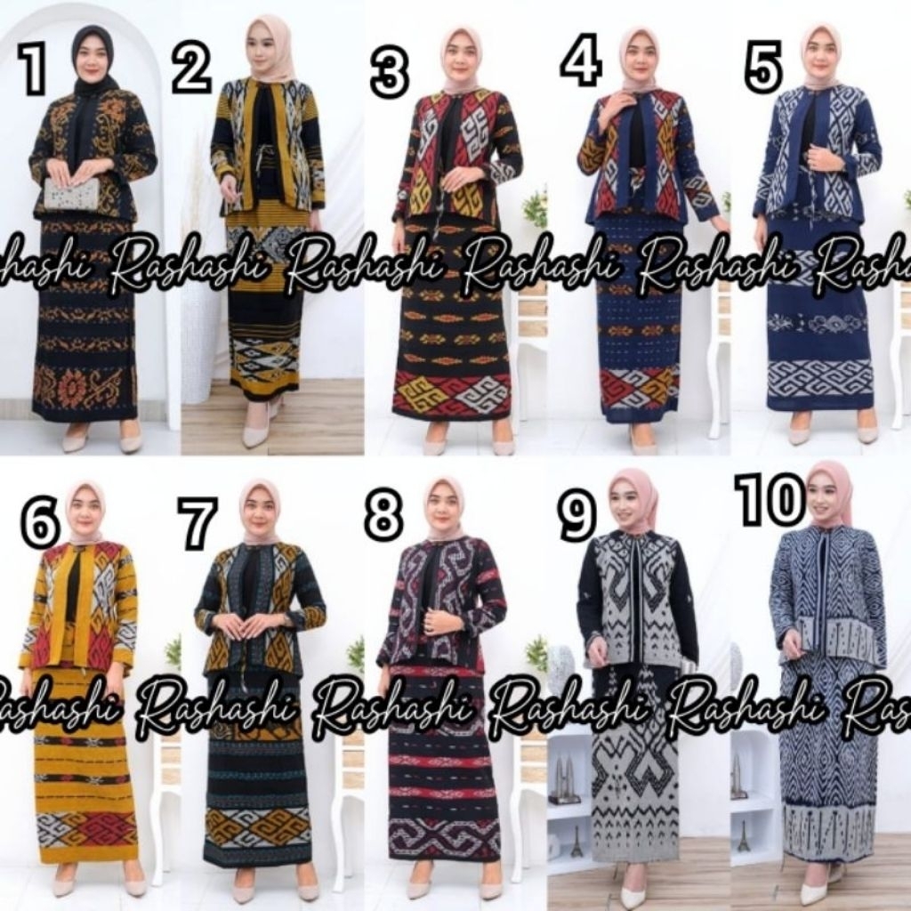 SETELAN OUTER DAN ROK TENUN PANJANG, BAJU SETELAN WANITA ETNIK, BLOUSE TENUN LENGAN PANJANG