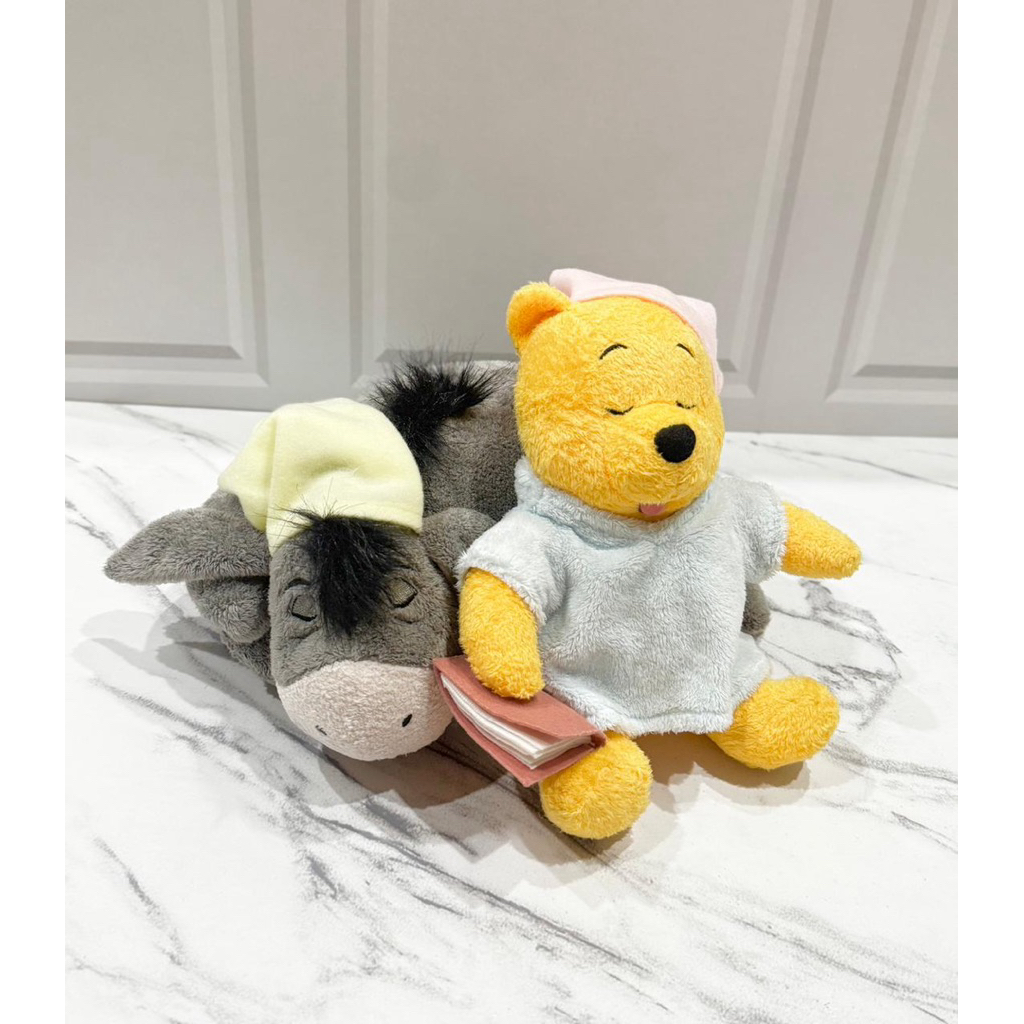 Boneka Plushie Pooh & Eeyore Sleeping Together Plush Set Tokyo Disneyland