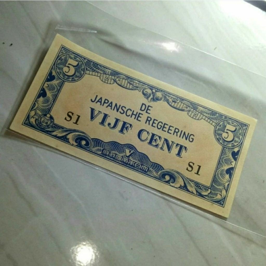 PROMO 1942 -1944 NOMOR SERI S1  DJR ERA JEPANG 5CENT BAGUS KOLEKSI KERTAS KUNO BANYAK DICARI KOLEKTO