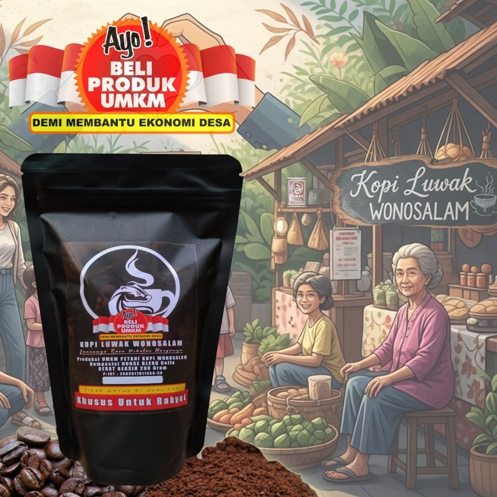 

Kopi Luwak Wonosalam - KOPI BUBUK KHUSUS UNTUK RAKYAT - Kopi Bubuk Murni (Murah Nikmat) - 200 Gram -Kopi Giras