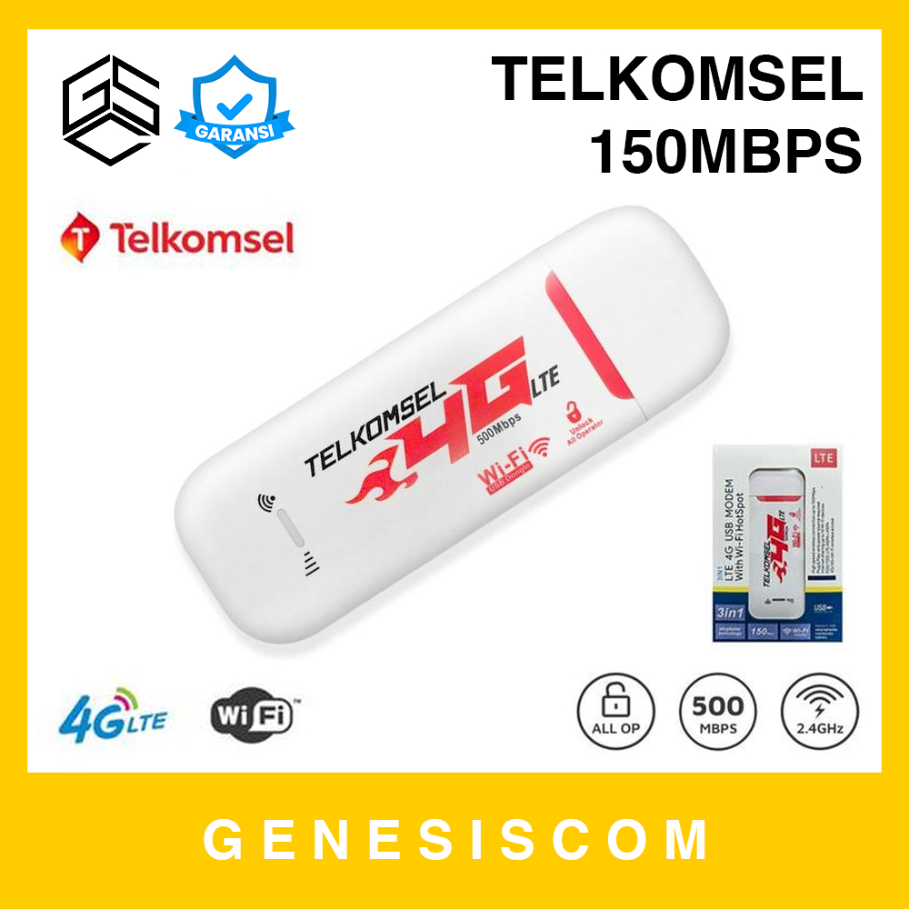 Modem Wifi USB TELKOMSEL 150MBPs 4G LTE Unlock - All Operator Internet Network Pemancar Sinyal Mini 