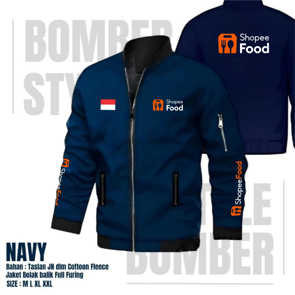 Jaket Shopee Food Bomber  / Jaket Parasut Tebal / Jaket Pria Wanita