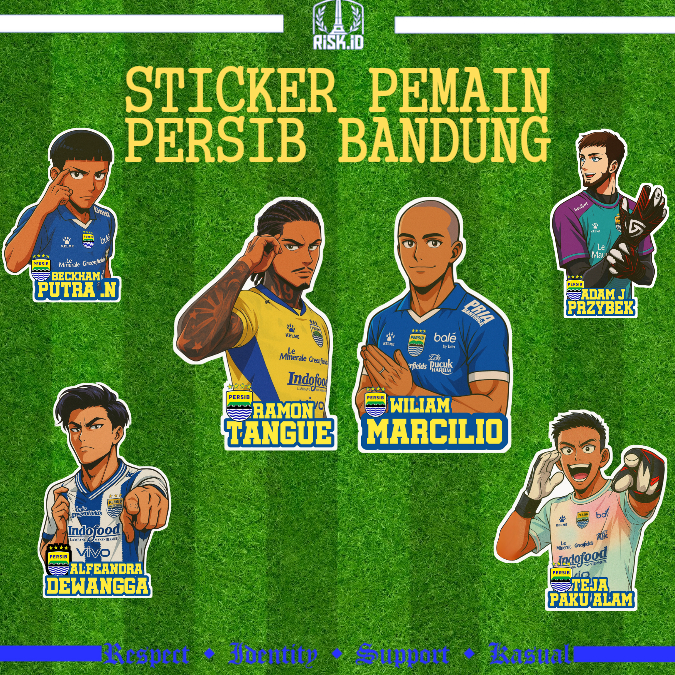 

Stiker Pemain Persib Bandung Vinyl Glossy HD - William Marcilio, Beckham Putra, Alfeandra Dewangga, Teja Paku Alam, Ramon Tangue, Adam J Przybek