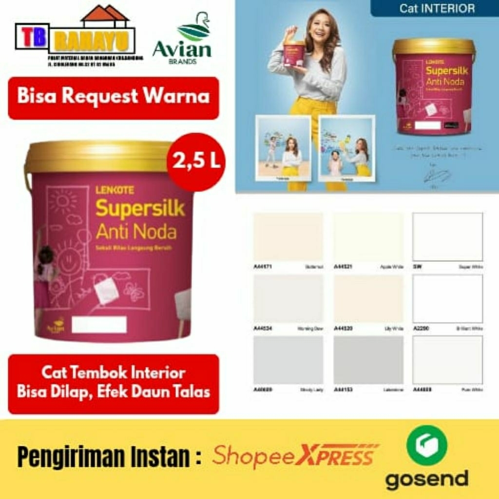 Cat Tembok Interior Lenkote Supersilk Anti Noda,  Lenkote Supersilk Anti Noda Cat Tembok Interior - 