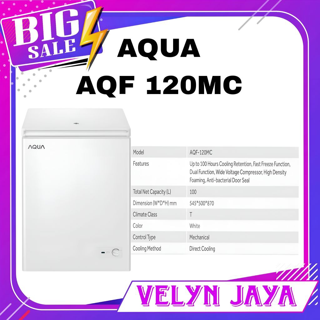 Box freezer aqua 100 L aqf 120mc freezer box 100 liter aqua