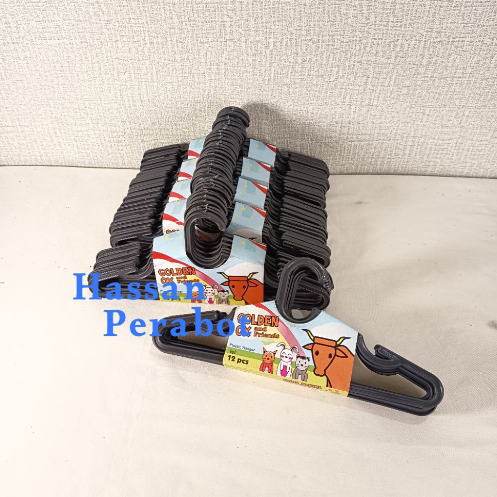 [ 6 Lusin ] Hanger Mini Anak Golden Ox Warna Hitam