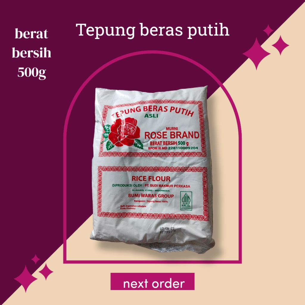 

tepung beras, rose brand 500ml, tepung..