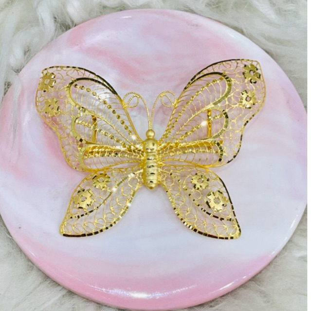 liontin bros bross 2 in 1 kupu kupu kerawang mewah elegant emas asli kadar 700