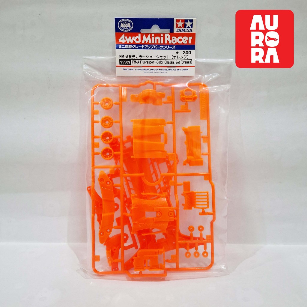 TAMIYA - Mini 4WD Tune Up Parts - FM-A Fluorescent-Color Chassis Set (Orange) - Item 95509