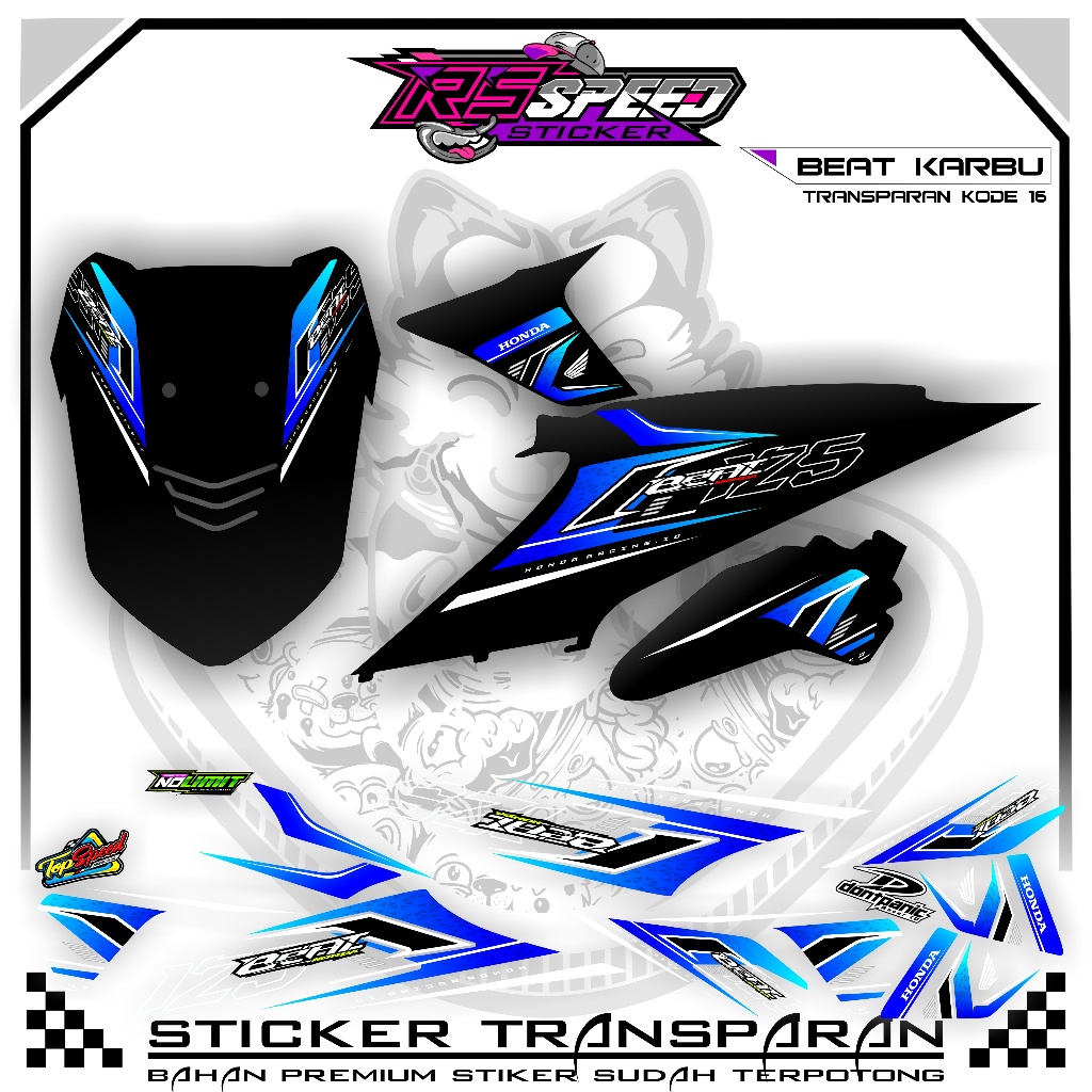 STRIPPING BEAT KARBU 2010 VARIASI STIKER BEAT KARBU 2010 UV TRANSPARAN KODE 16 BAHAN PREMUM