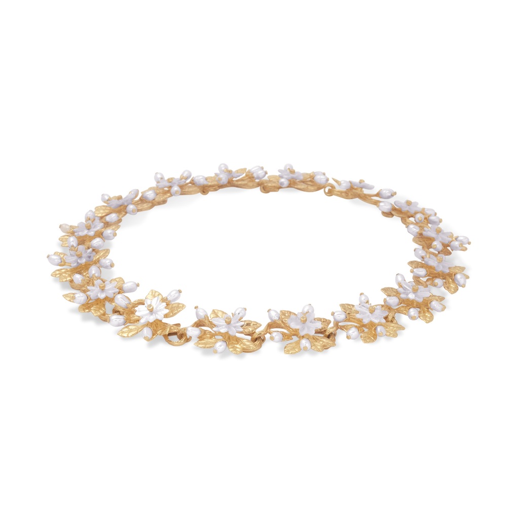 [Original Kalung Choker Perak 925] Kalung Choker Multifungsi Perak Koleksi Mutiara Melati Gold Plate