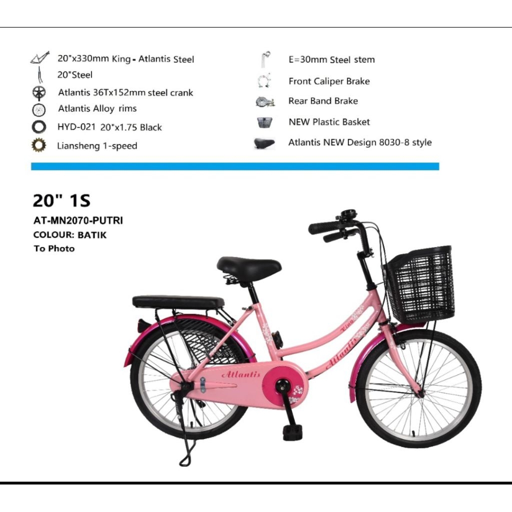 Sepeda mini Atlantis 20-24-26 anak-dewasa sepeda keranjangu