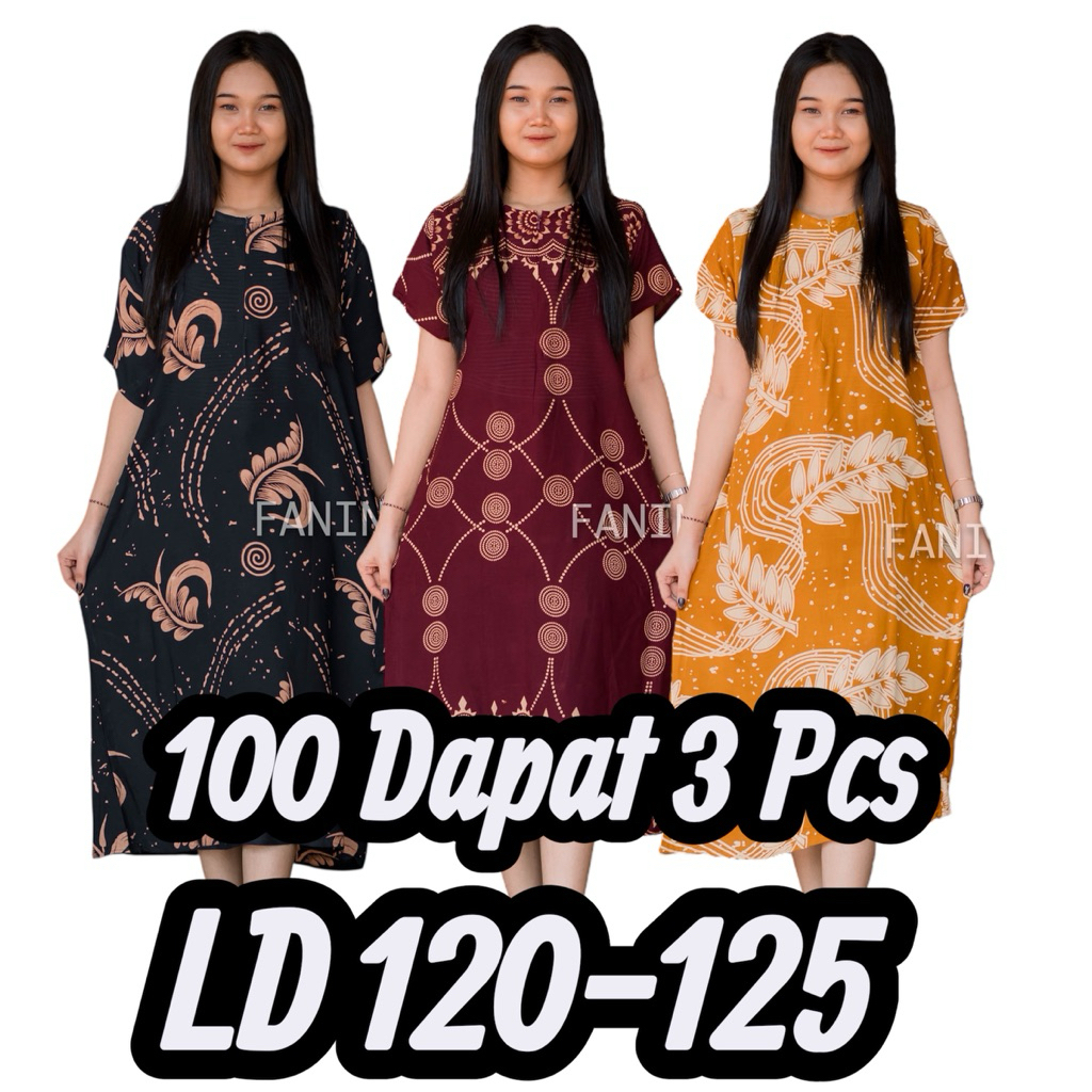 Daster Jumbo lengan pendek busui bumil 100 Ribu dapat 3 pcs Daster kekinian terbaru Rayon Jumbo Dast