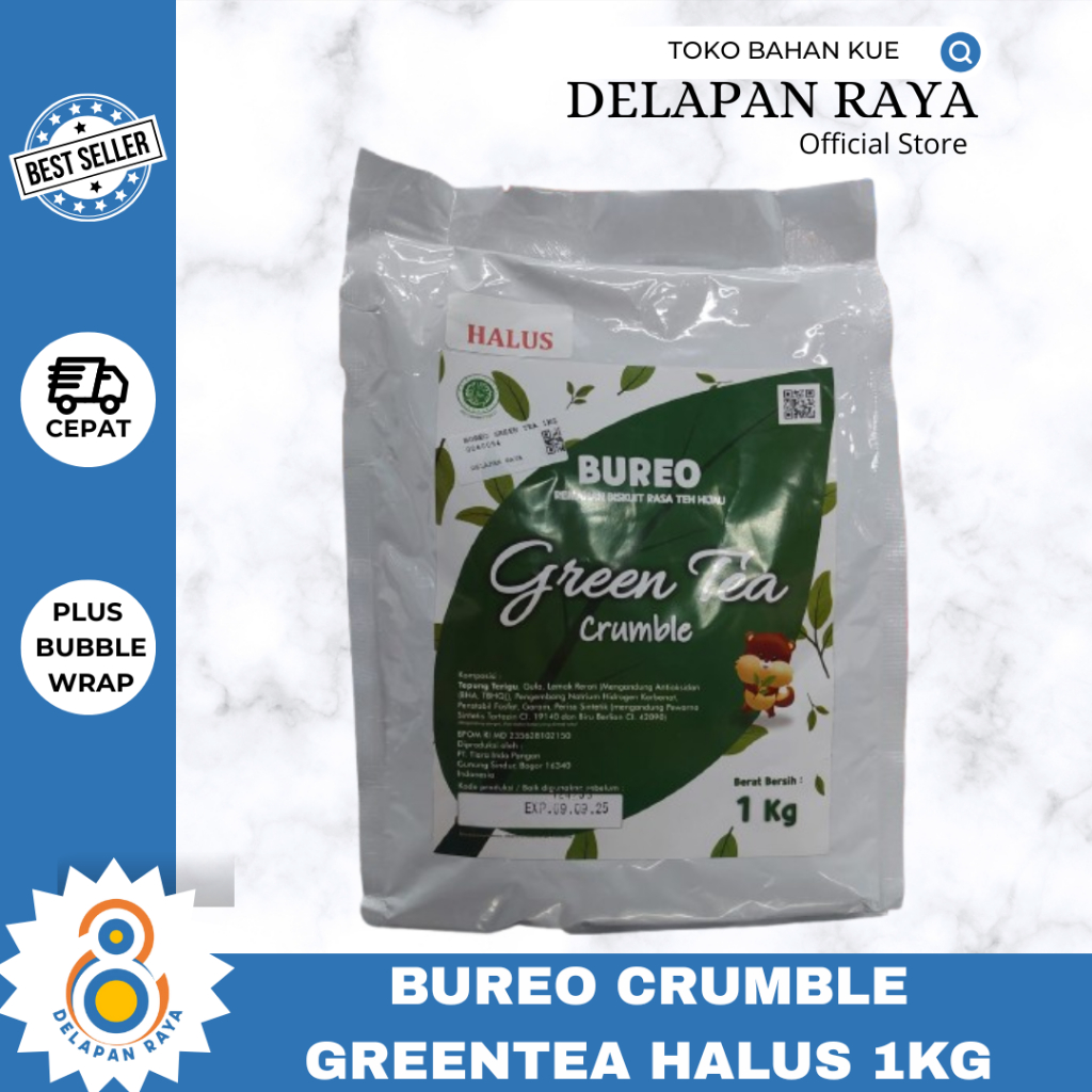 

BUREO Greentea Crumbs Biscuit 1kg / Crumble Greentea halus -8Raya