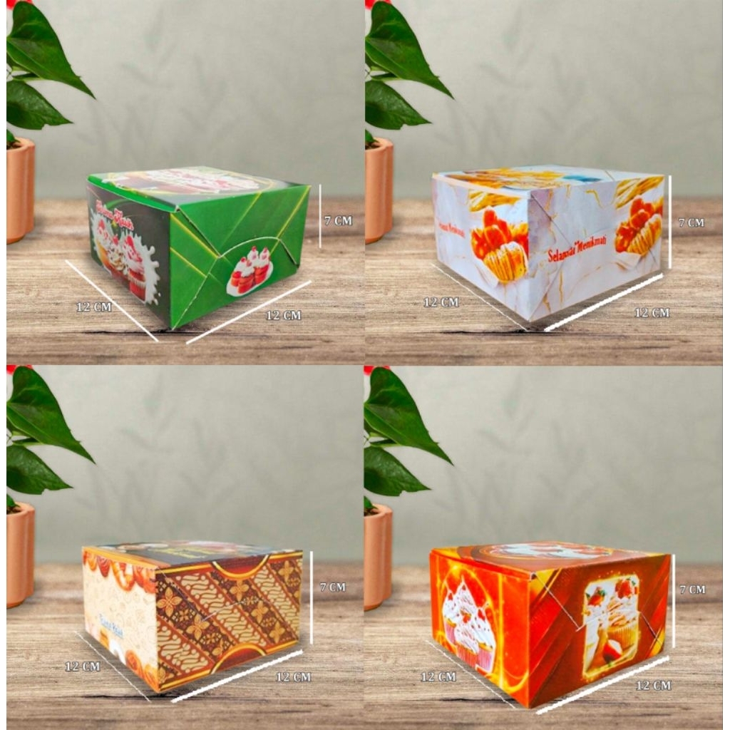 

Kotak Kue 12x12x7 cm Motif | Box Kue Motif Premium | Snack Box Cup cake | Dus Kue Printing Motif 12x12 - 1 Pack (100 pcs)