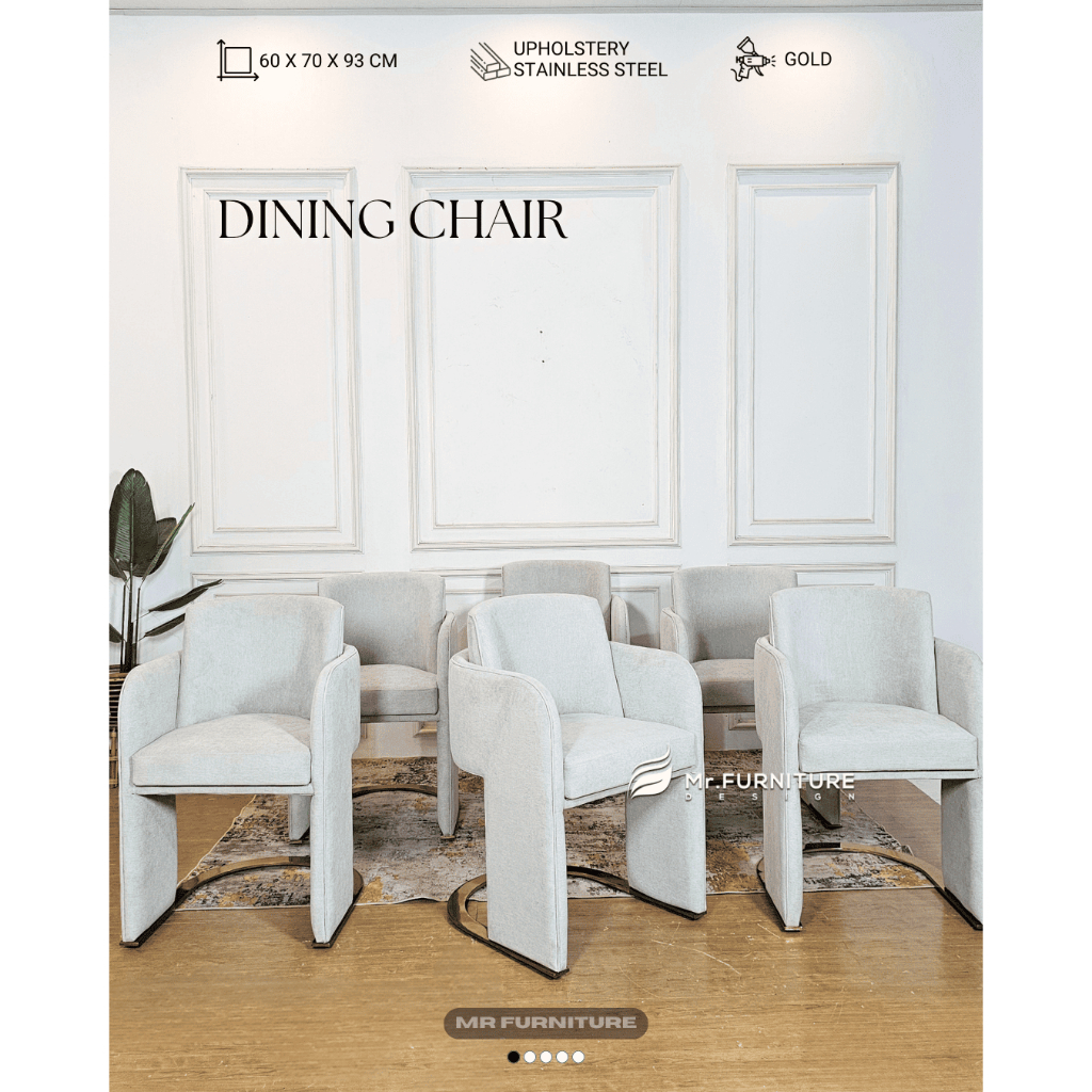 kursi makan stainless gold