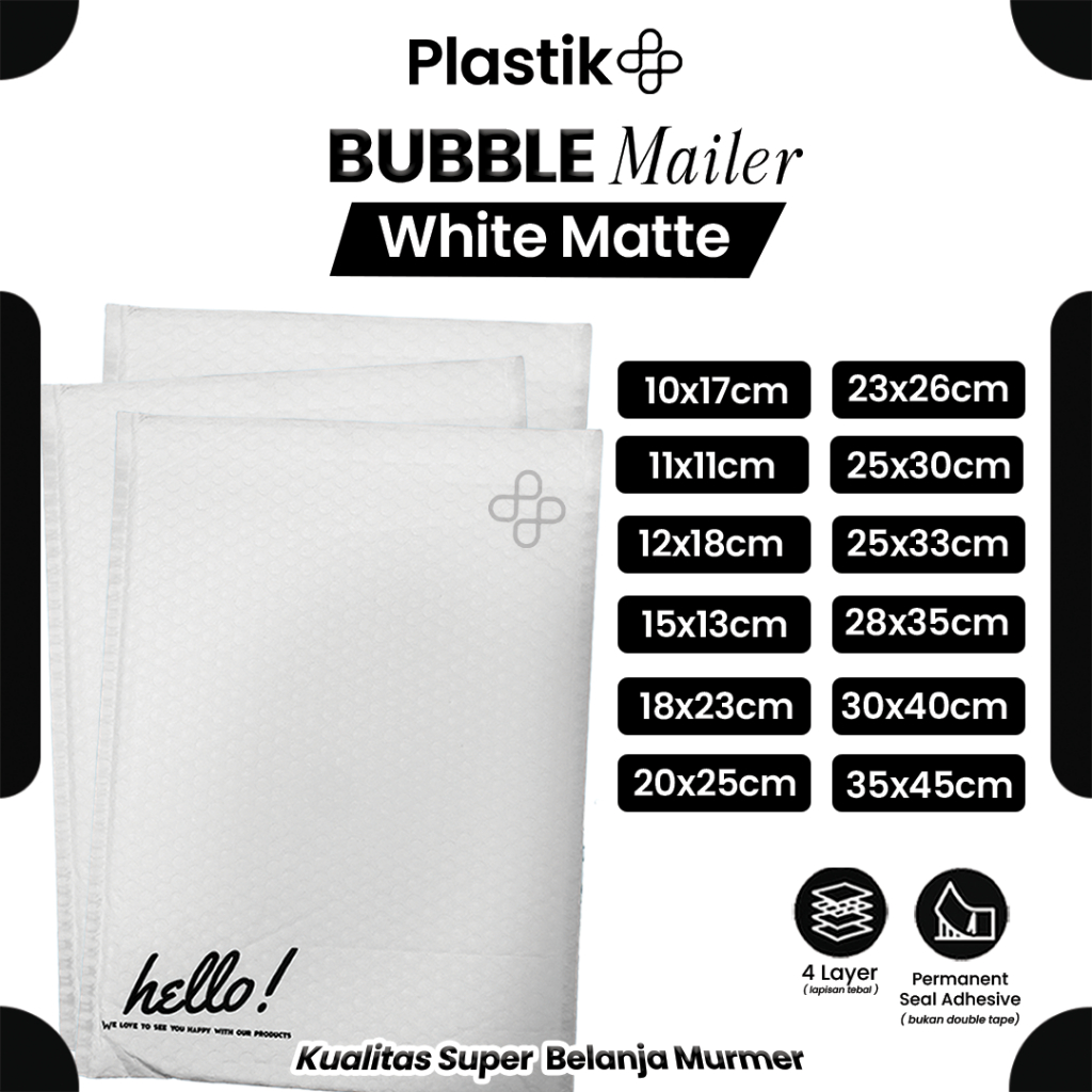 Amplop Security Bubble Mailer White (Putih) Premium Solid Color Merek Rusfet Harga Satuan