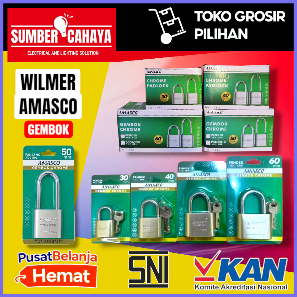 Gembok Amasco / Wilmer Gembok Anti Maling Gembok Pagar Kunci Gembok Multifungsi