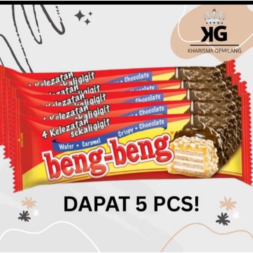 

Beng beng 22gr 5.pcs CHOCOLATE Crisps Wafer Biskuit lapis Cokelat anak dewasa murah