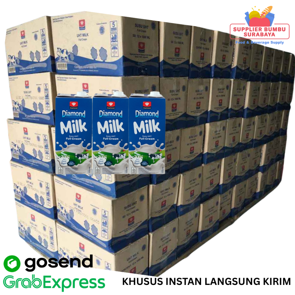 

Susu Diamond UHT Milk Full Cream 1L x 12 pcs Grosir