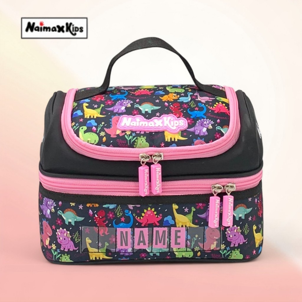 Naimax Kids Tas Bekal Anak Perempuan Karakter Dino Spinosaurus | Tas Lunch Box Anak Sekolah Imut Luc