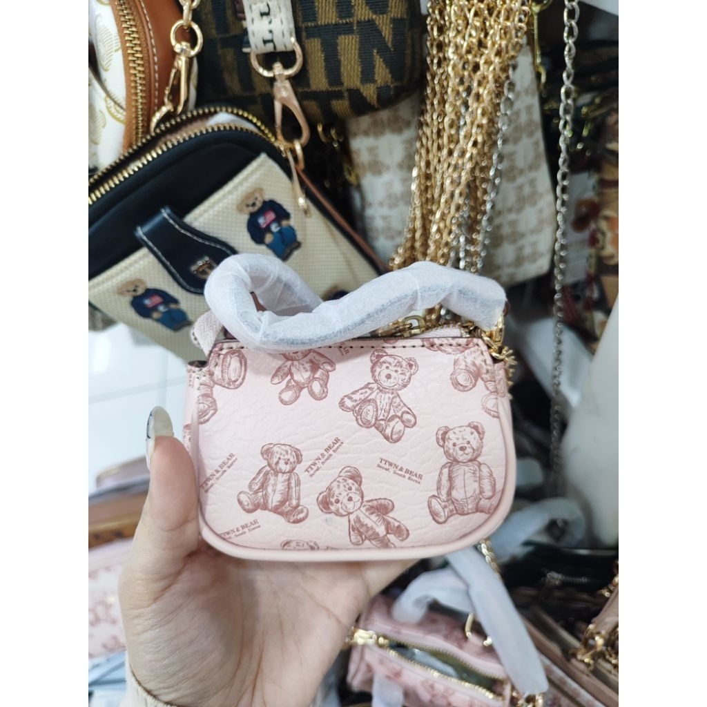 TTWN & Bear Pink Graffiti MINI Crossbag / Tas Thailand Original / Guo Bear / Tas Selempang Kecil Mur