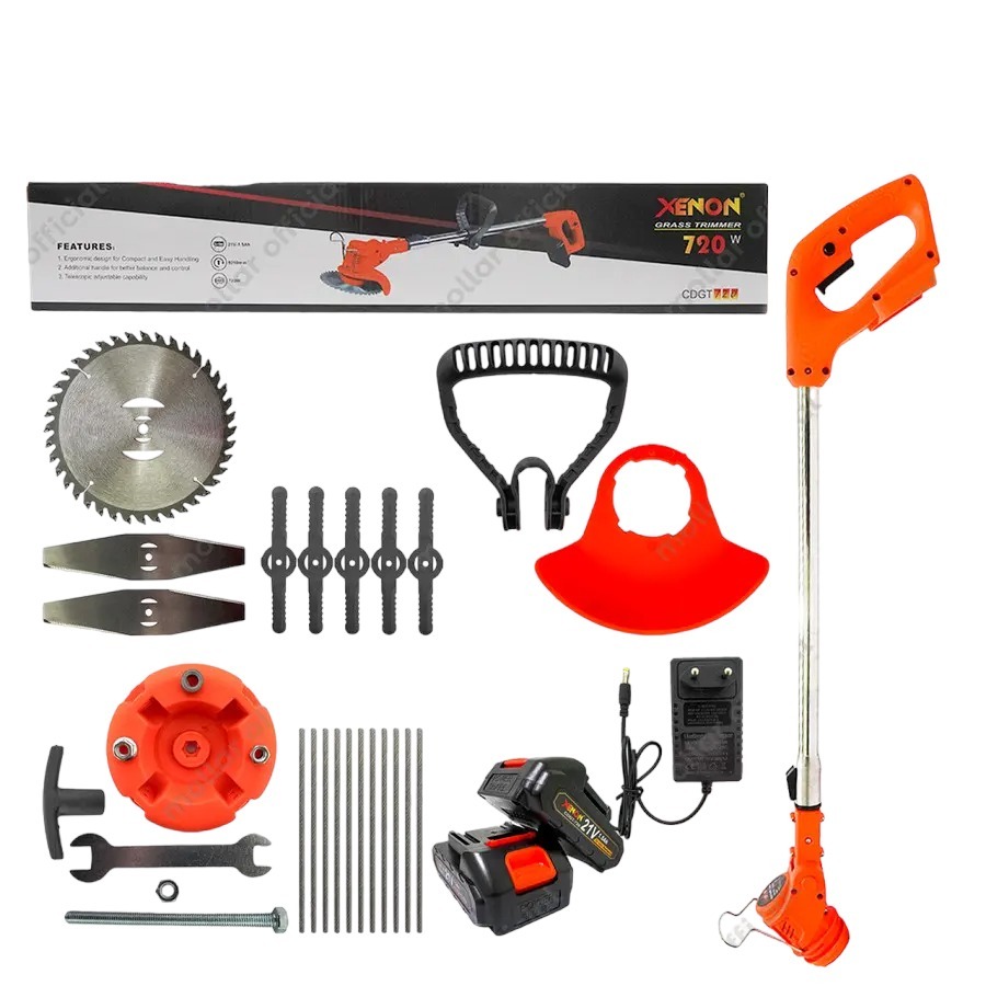 Mesin Potong Rumput 18V Baterai XENON CDGT720 Cordless Grass Trimmer 2batrai mesin pemotong rumput