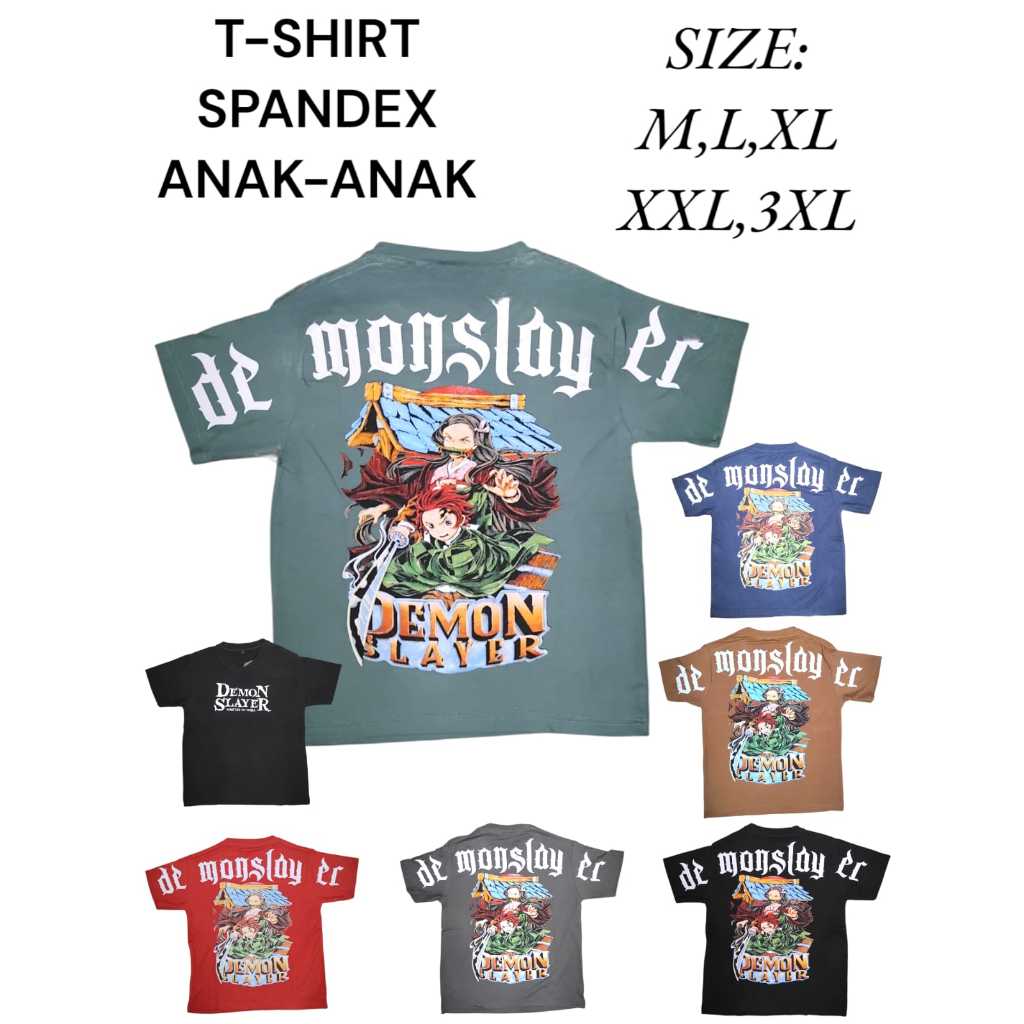 Kaos Anak T-shirt Bahan Spandex Gambar DEMON SLAYER