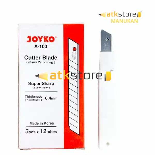 

JOYKO REFILL CUTTER A-100 KECIL | Joyko A-100 Cutter Blade Isi Pisau Pemotong Super Tajam 0.4mm – 5pcs x 12 Tubes