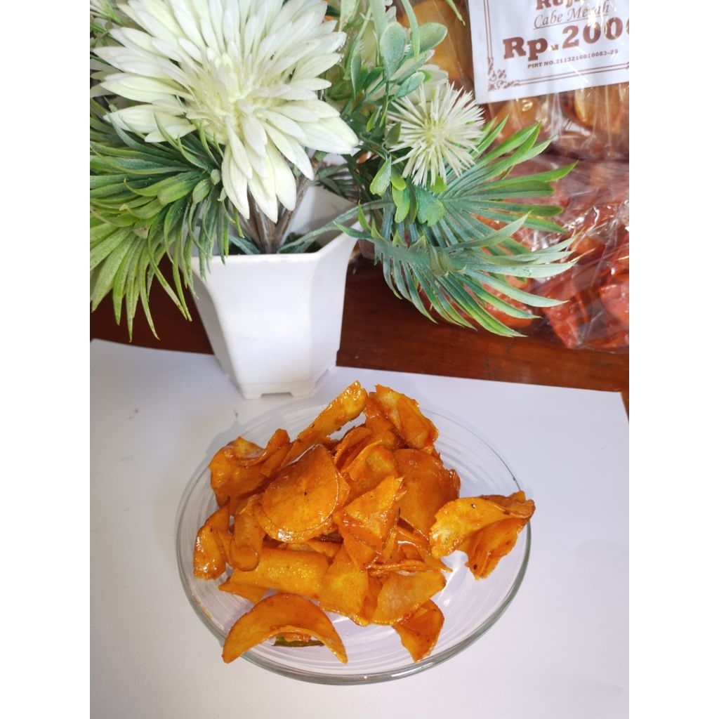 

KRIPIK singkong Cap MATAHARI.AE 1 PACK ISI 10PCS. RASA RUJAK CABE MERAH