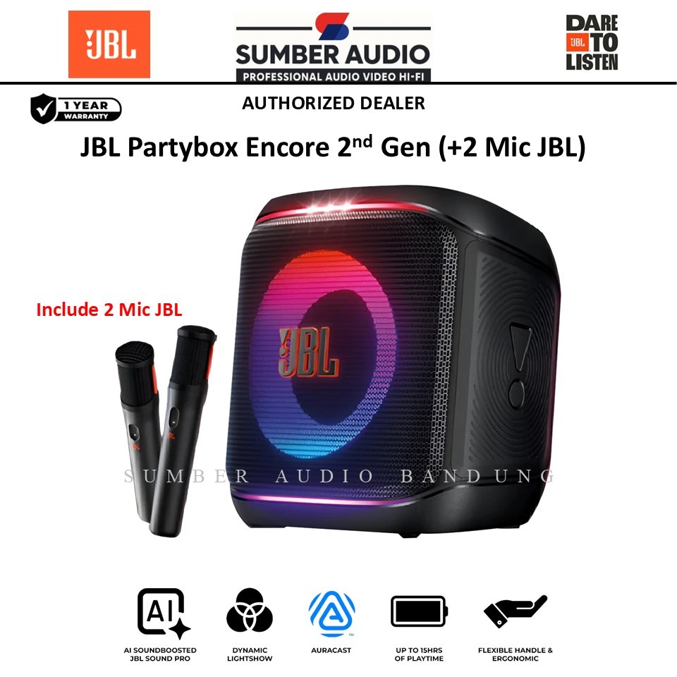 JBL Partybox Encore 2 Microphone Wireless Partybox JBL Speaker Portable Encore + Mic