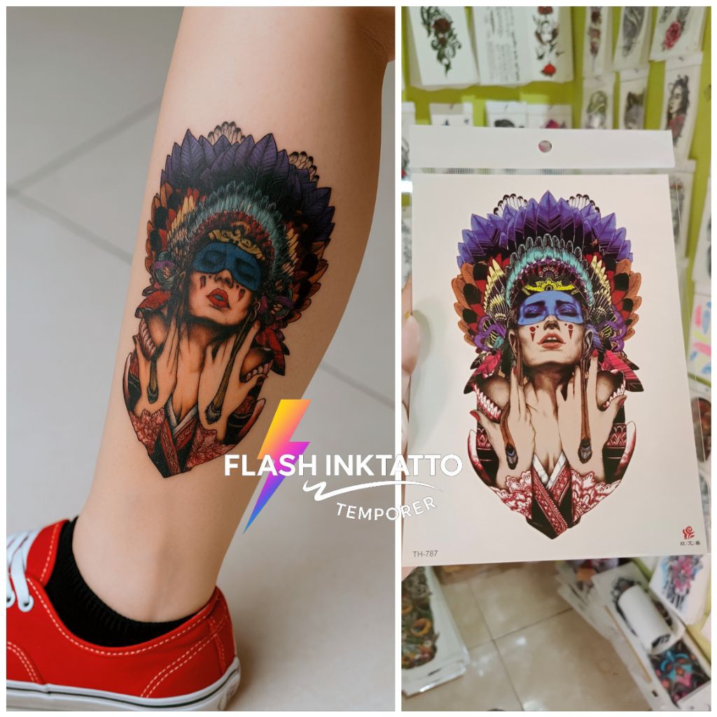 tatto temporer motif wanita menari tato air