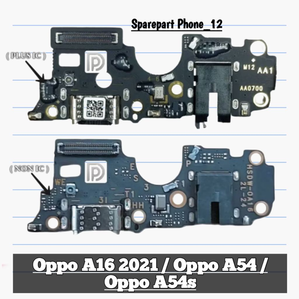 Papan cas Oppo A16 2021 / Oppo A54 / Oppo A54s original konektor cas charger plus IC dan non IC