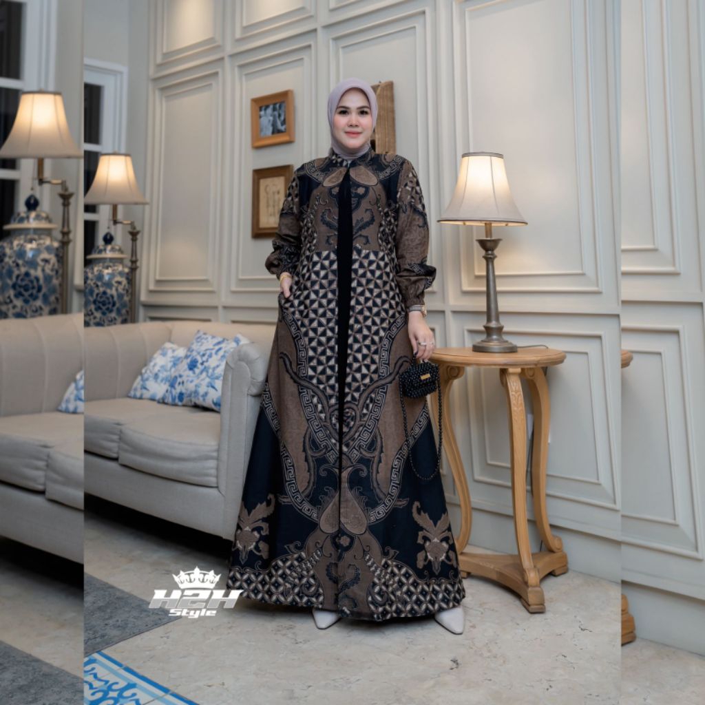 Gamis Batik Katun Premium Gamis Batik Kekinian Gamis Batik Kombinasi Jack Black Gamis Pesta COD