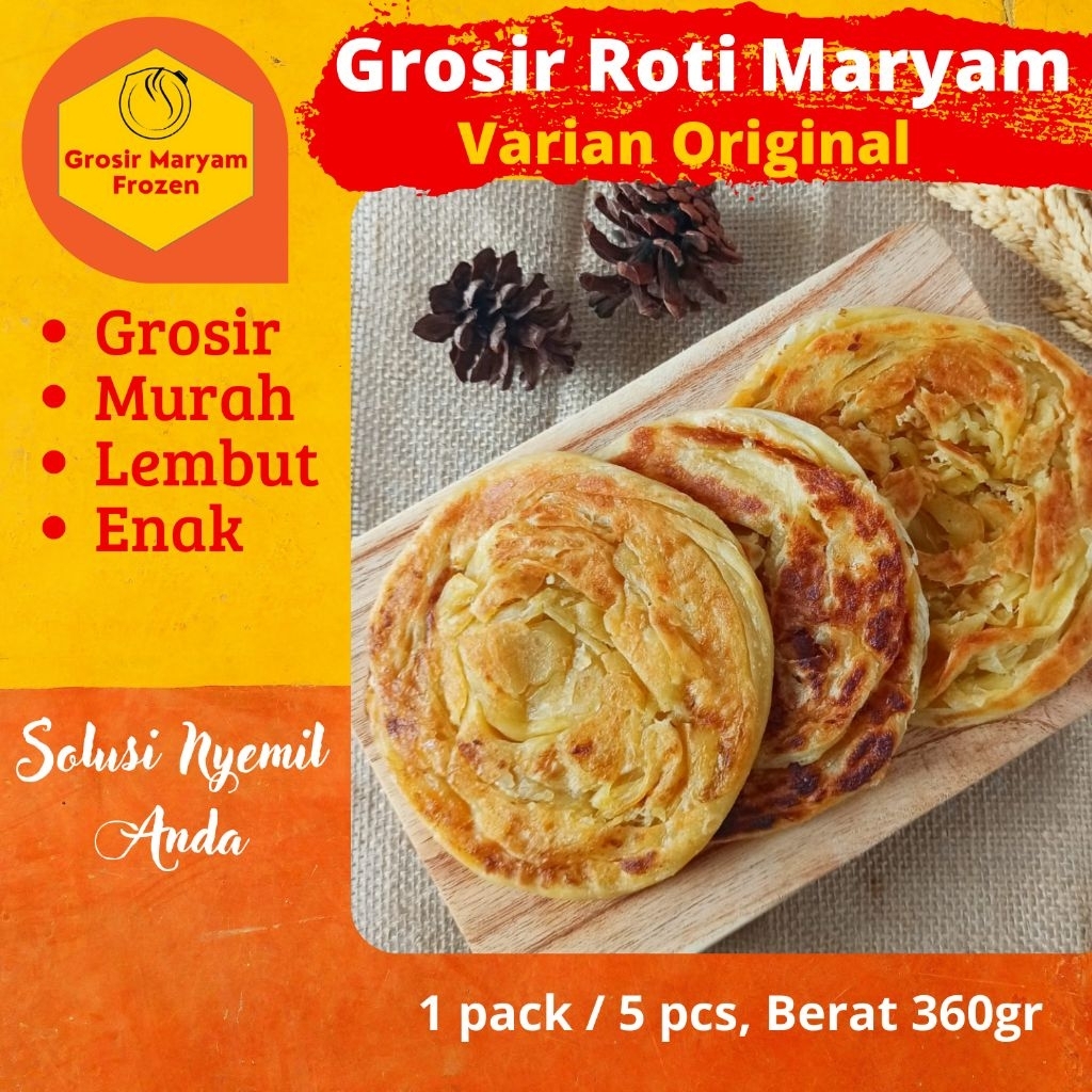 

ROTI MARYAM / ORIGINAL / ROTI CANAI ORI / CANE / FROZEN FOOD / GROSIR / MAKANAN BEKU / CAMILAN SNACK / 1 PACK 5 PCS / MURAH / SURABAYA / KHAS ARAB